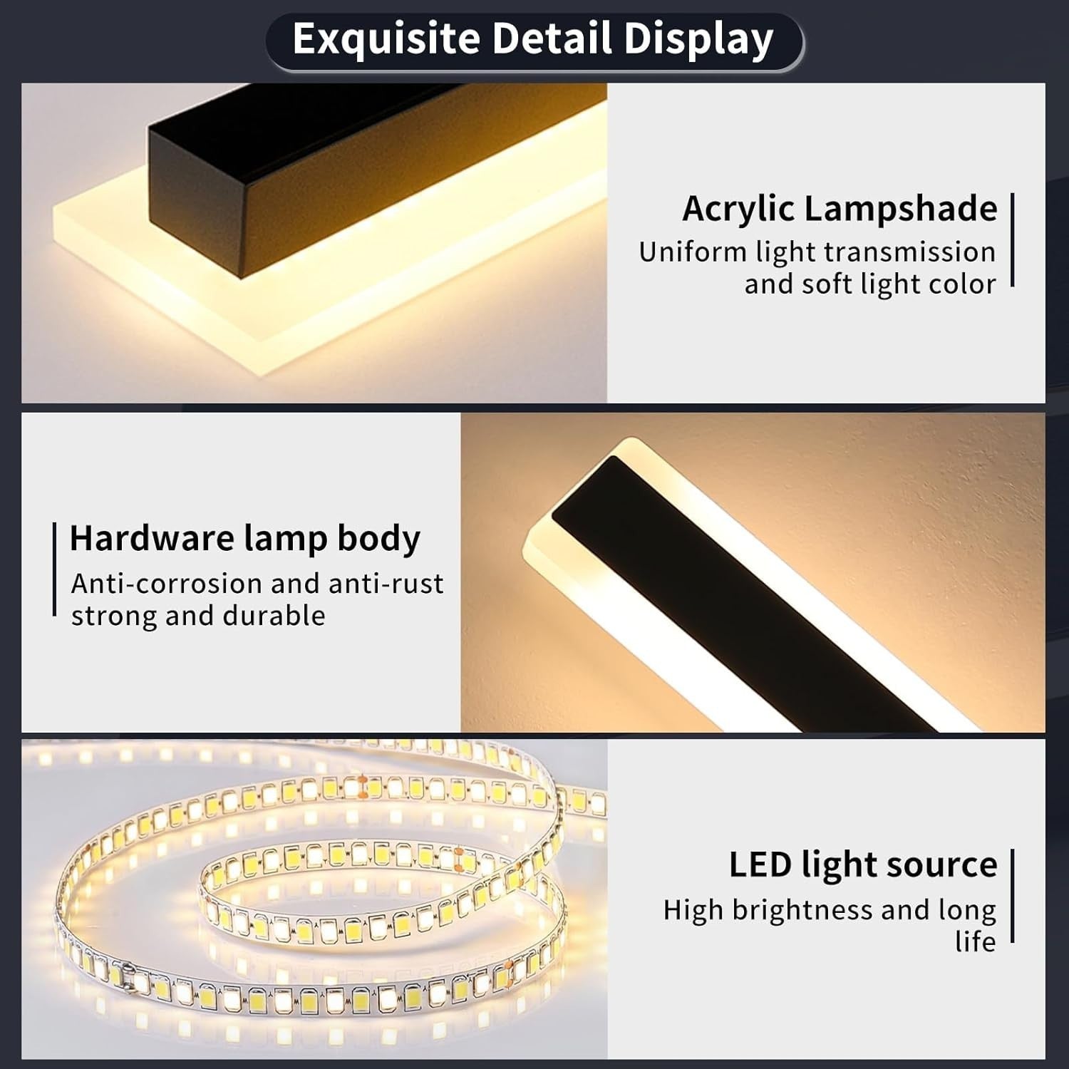 Outdoor LED Wall Light 60cm Waterproof Modern Acrylic Porch Light