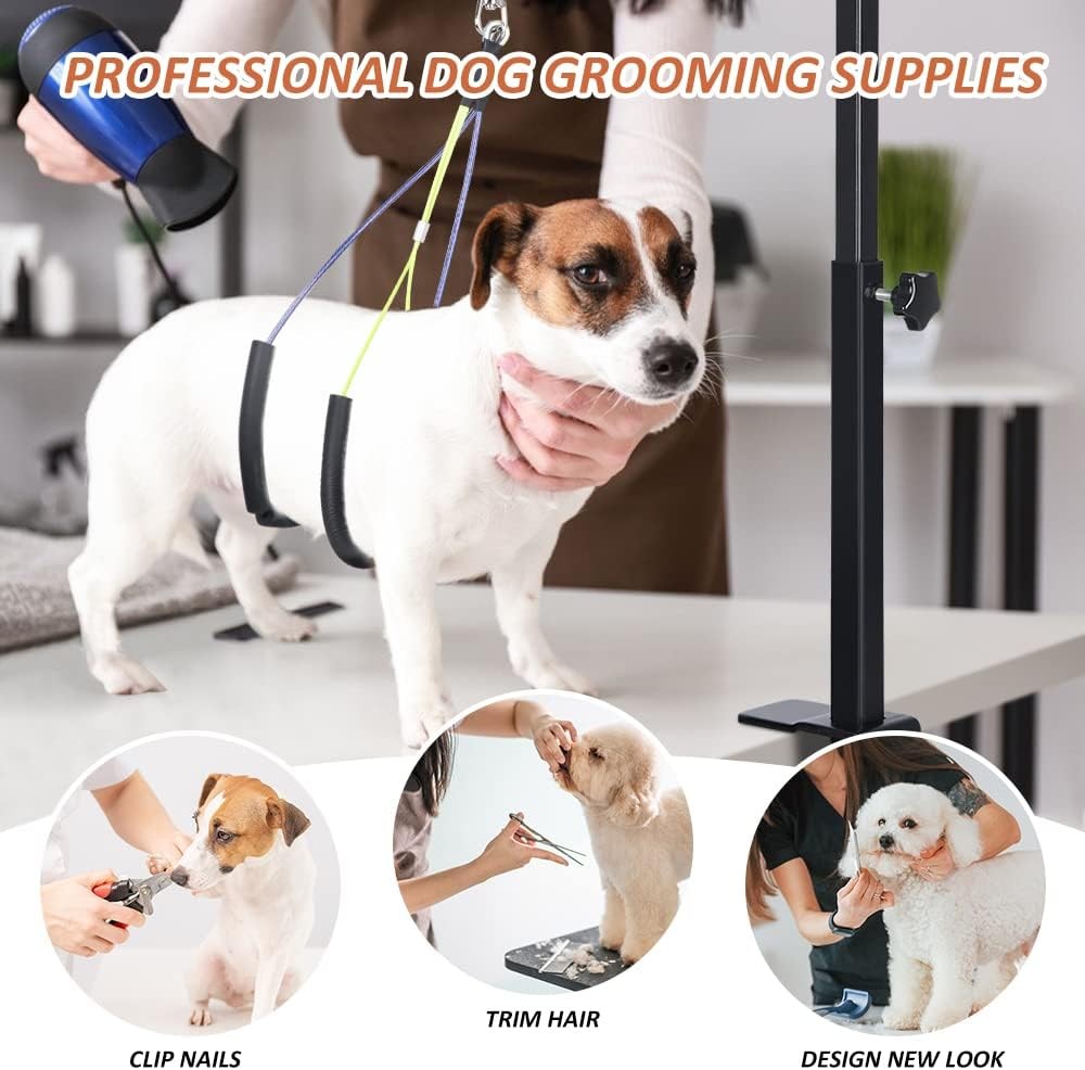 Dog Grooming Arm Clamp Adjustable w Hammock Harness No Sit Holder