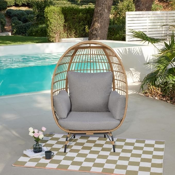Luxury Rattan Egg Chair Indoor Outdoor Garden Furniture with Cushions & Cover