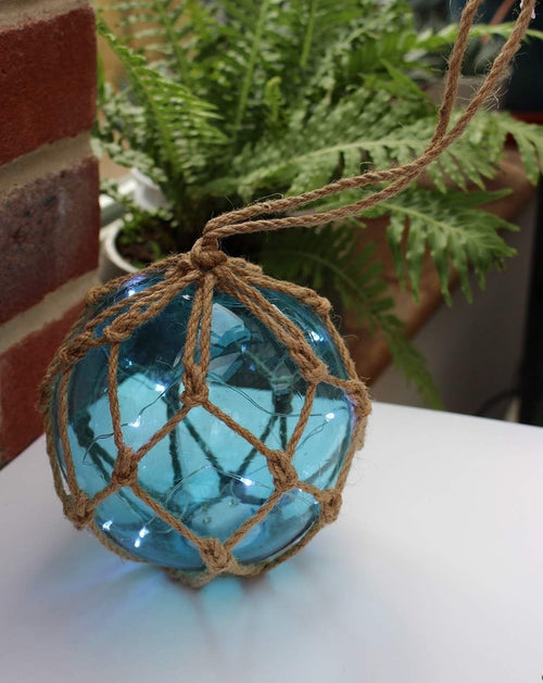 LED Glass Fishing Float 12cm Nautical Hanging Buoy Ornament Coastal Decor Light