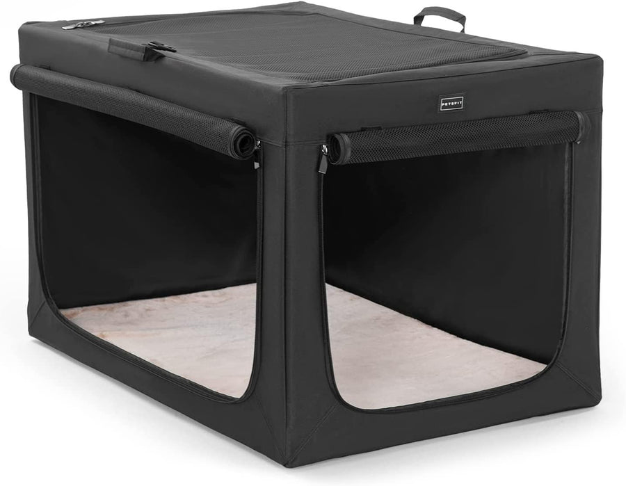 Large Soft Sided Dog Crate with Sturdy Frame, Ventilation Mesh & Fleece Mat 91x6