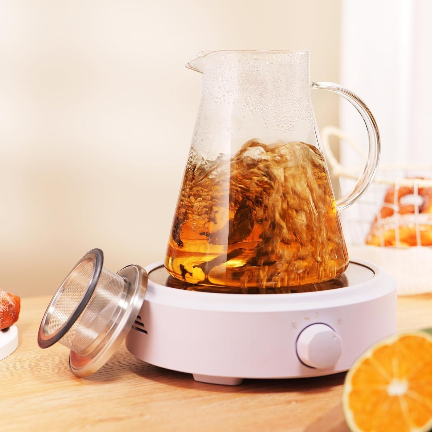 1.2L Glass Teapot Stovetop Safe Tea Kettle Loose Leaf Tea Maker