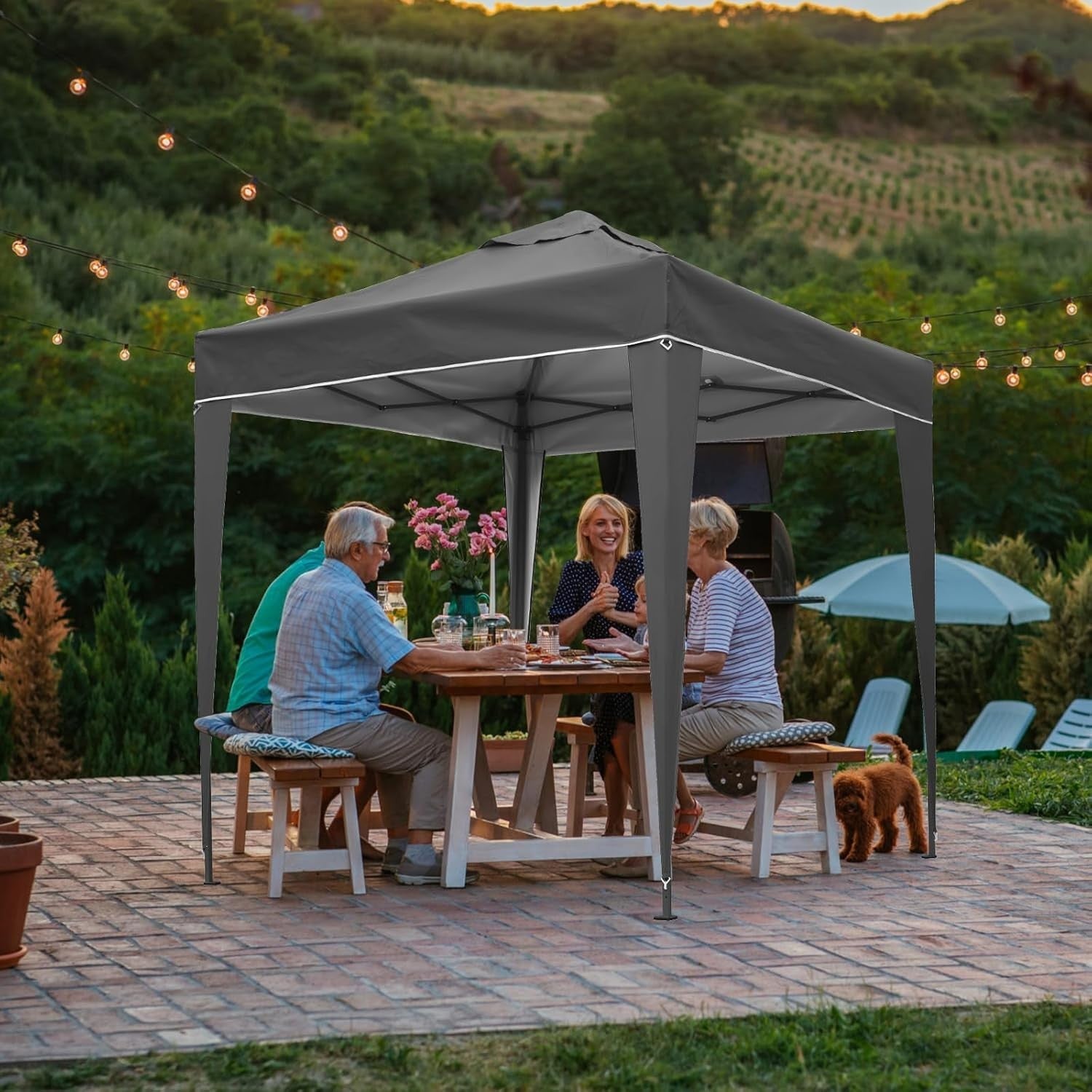 3x3M Grey Pop Up Gazebo with 4 Removable Sidewalls Waterproof Outdoor Party Tent