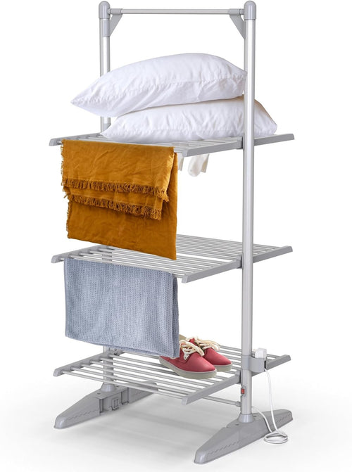 3 Tier Heated Clothes Airer Electric Drying Rack Foldable 36 Heated Rails