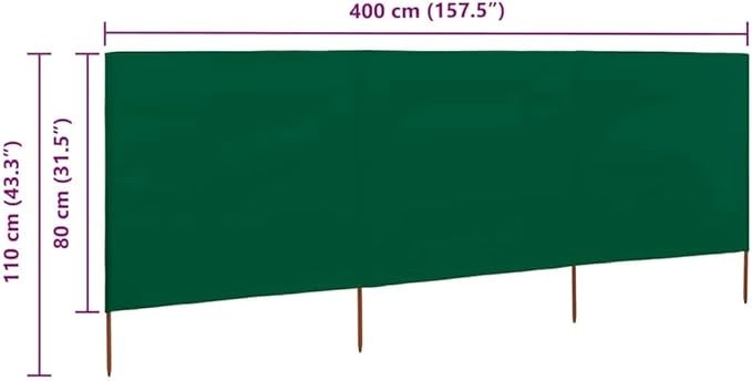 Green 3-Panel Camping Wind Screen 400x80cm Outdoor Privacy Divider Garden Shade