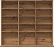 Artisan Oak CD DVD Storage Cabinet 15 Compartment Media Bookcase Shelf