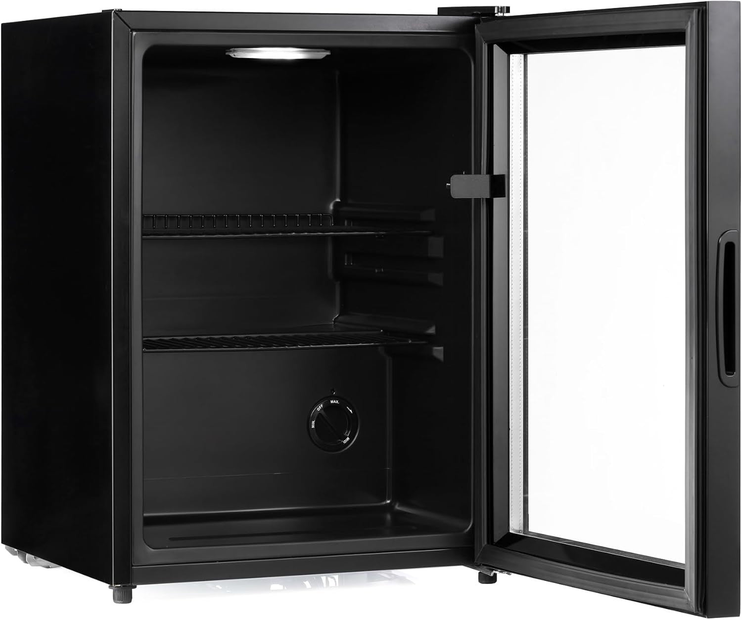 54L Mini Fridge Beer & Drink Cooler LED Glass Door Black Countertop