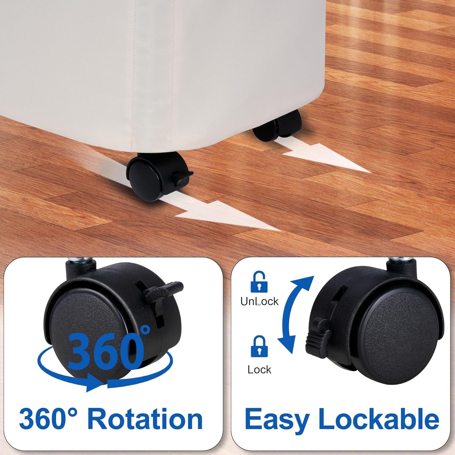 Slim 55L Laundry Hamper with Lid & Wheels – Narrow Rolling Clothes Basket for Sm
