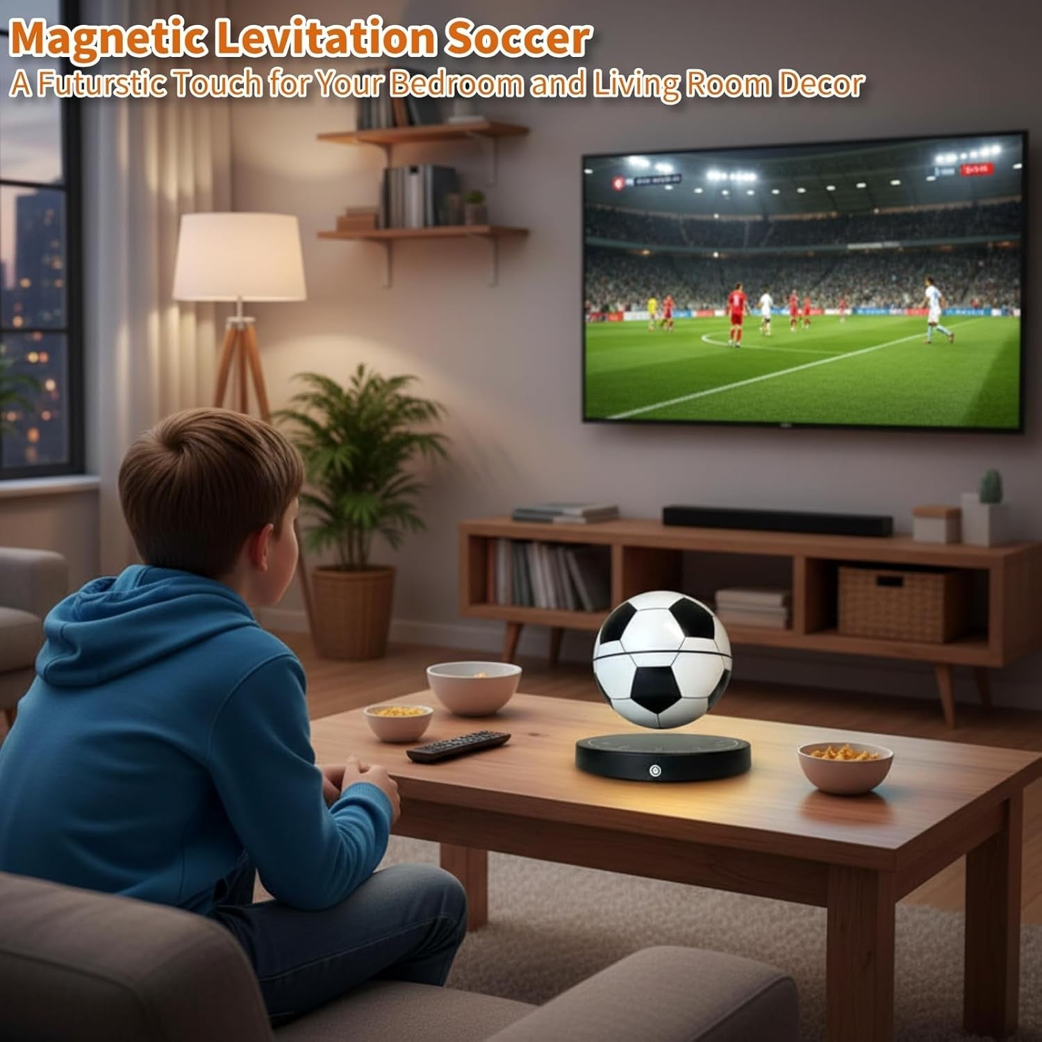 Magnetic Levitating Soccer Ball Lamp White LED Floating Desk Night Light