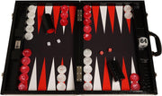 21 Inch Tournament Backgammon Set Black Croco Folding Luxury Board Game