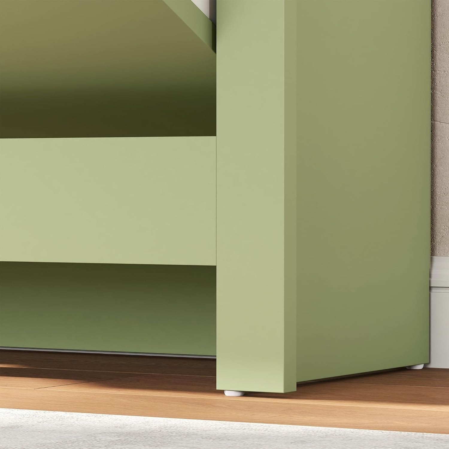Space Saving Narrow Shoe Cabinet 2 Flip Drawers Adjustable Shelves Green