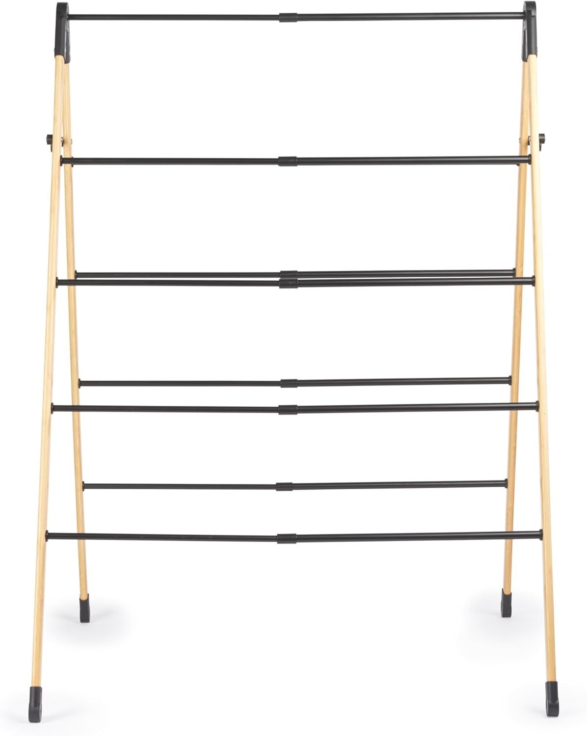 4 Level Bamboo Laundry Airer Folding Ladder Clothes Dryer Compact Indoor
