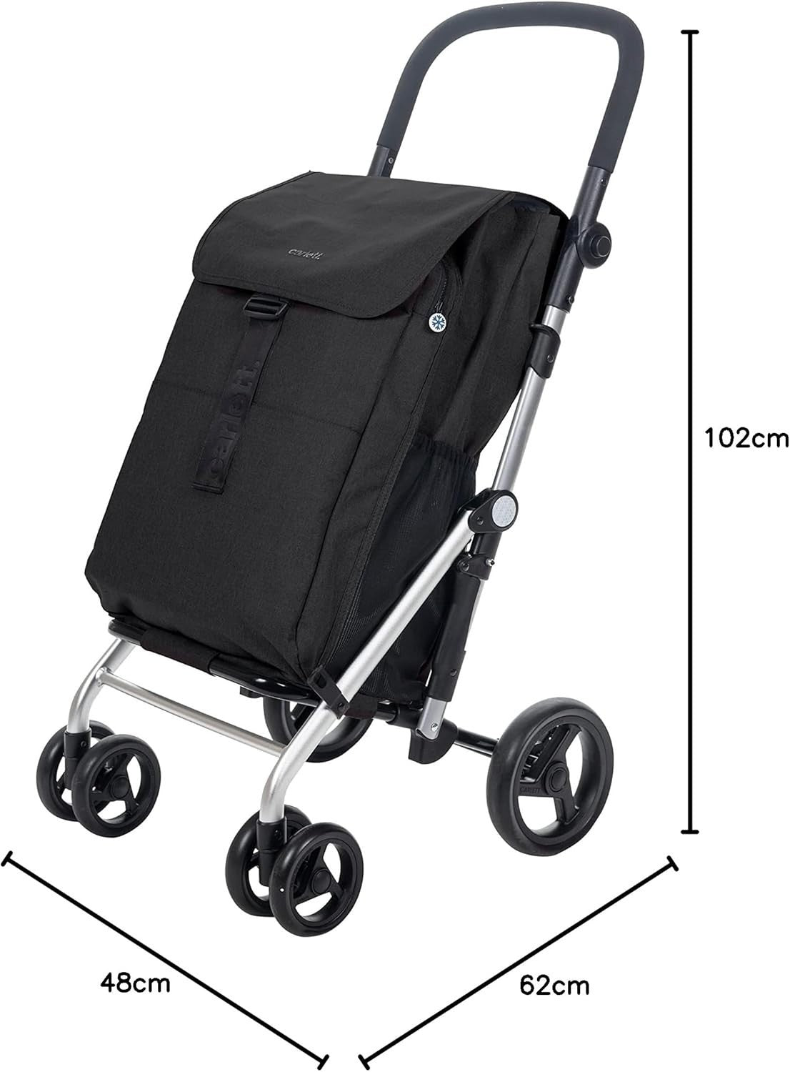 Foldable Shopping Cart Trolley 64L Large Capacity Thermal Bag 32kg Black