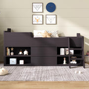 Kids Single Bed with Storage Drawers & Shelves, Space Saving 3FT Frame