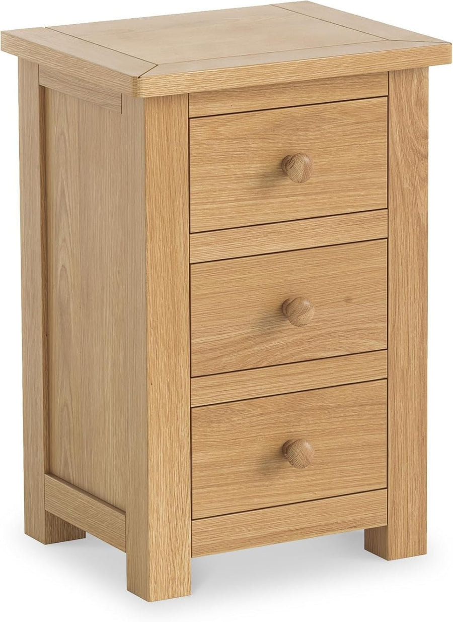 Solid Oak 3 Drawer Bedside Table Fully Assembled Wooden Nightstand