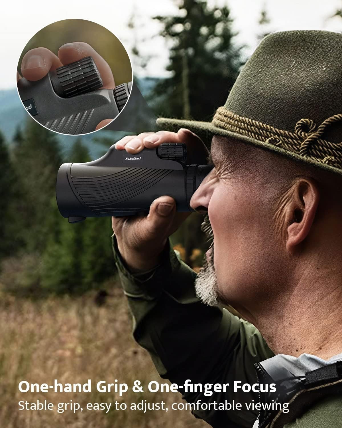 Monocular Telescope 10x42 HD Waterproof FMC Prism Compact Black