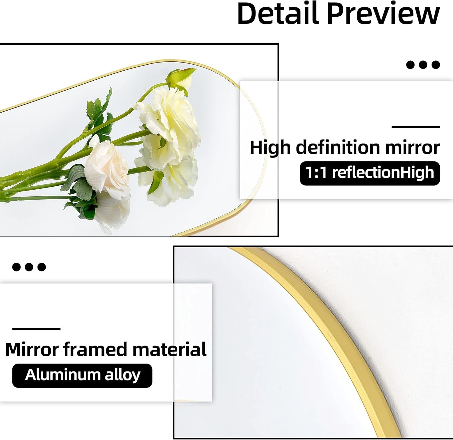 Gold Arch Floor Mirror 179x65cm Full Length Wall Leaning Mirror for Bedroom