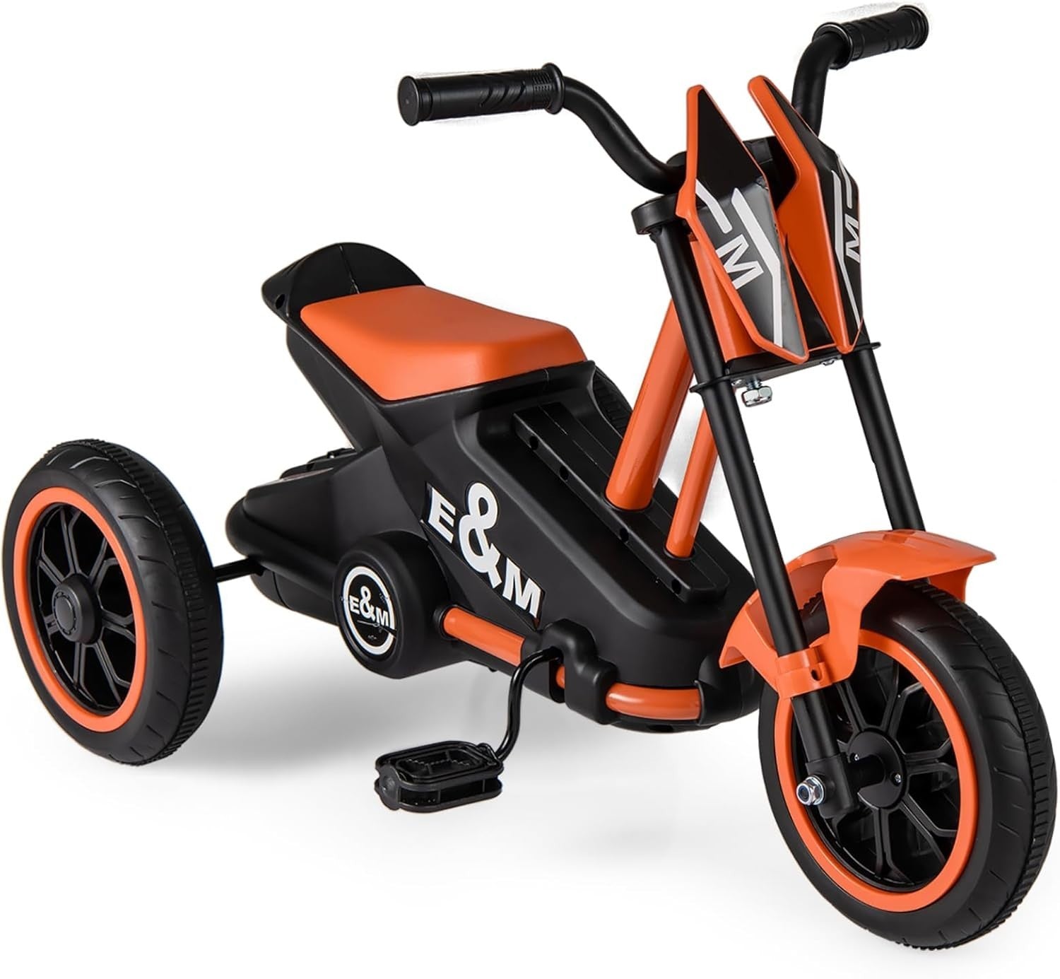 Kids Tricycle 3 Wheel Balance Bike Anti Slip Pedals Orange Age 3+