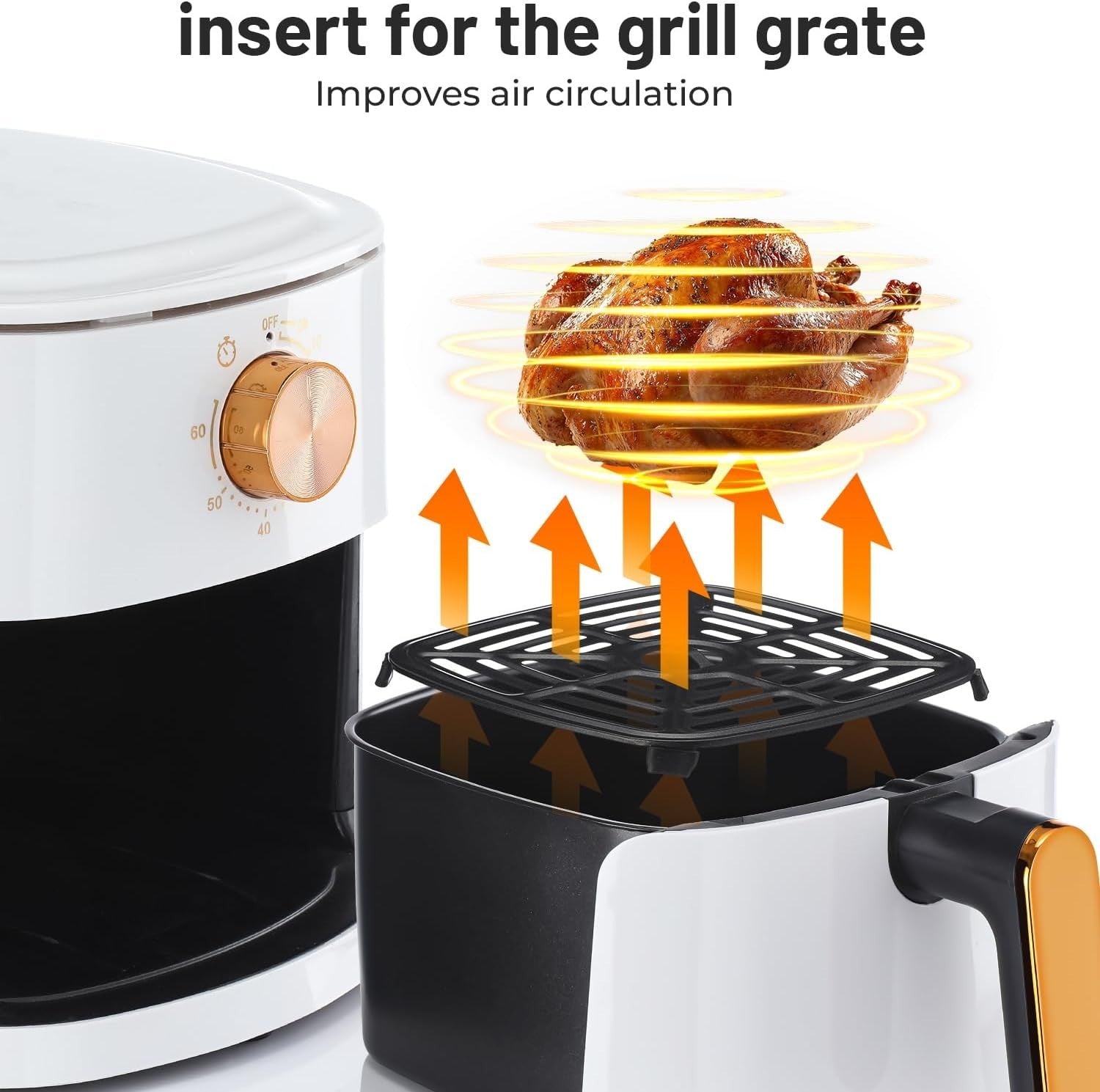 4L Air Fryer 1800W Rapid Air 60min Timer 200°C 9in1 Knob White