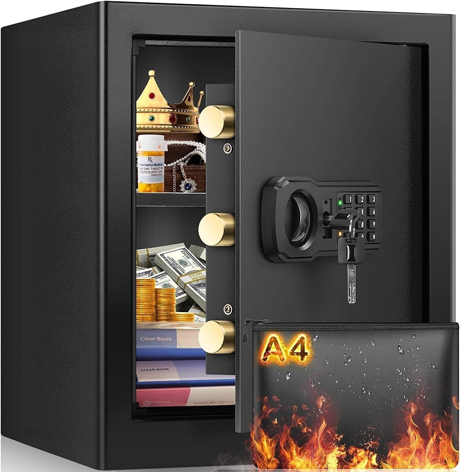 48L Digital Home Safe Box Fireproof Bag Cash Document Security