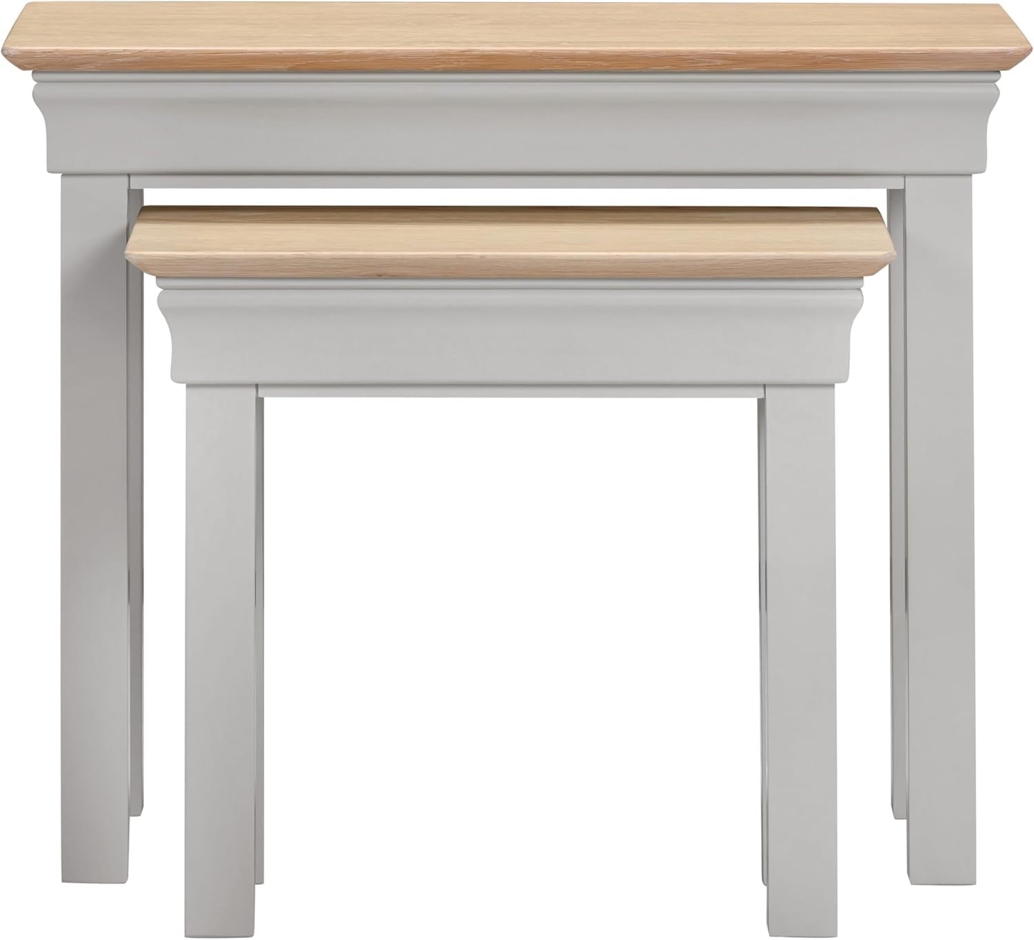 Space Saving Nest of 2 End Tables Pebble Grey Oak Wood Side Coffee Table