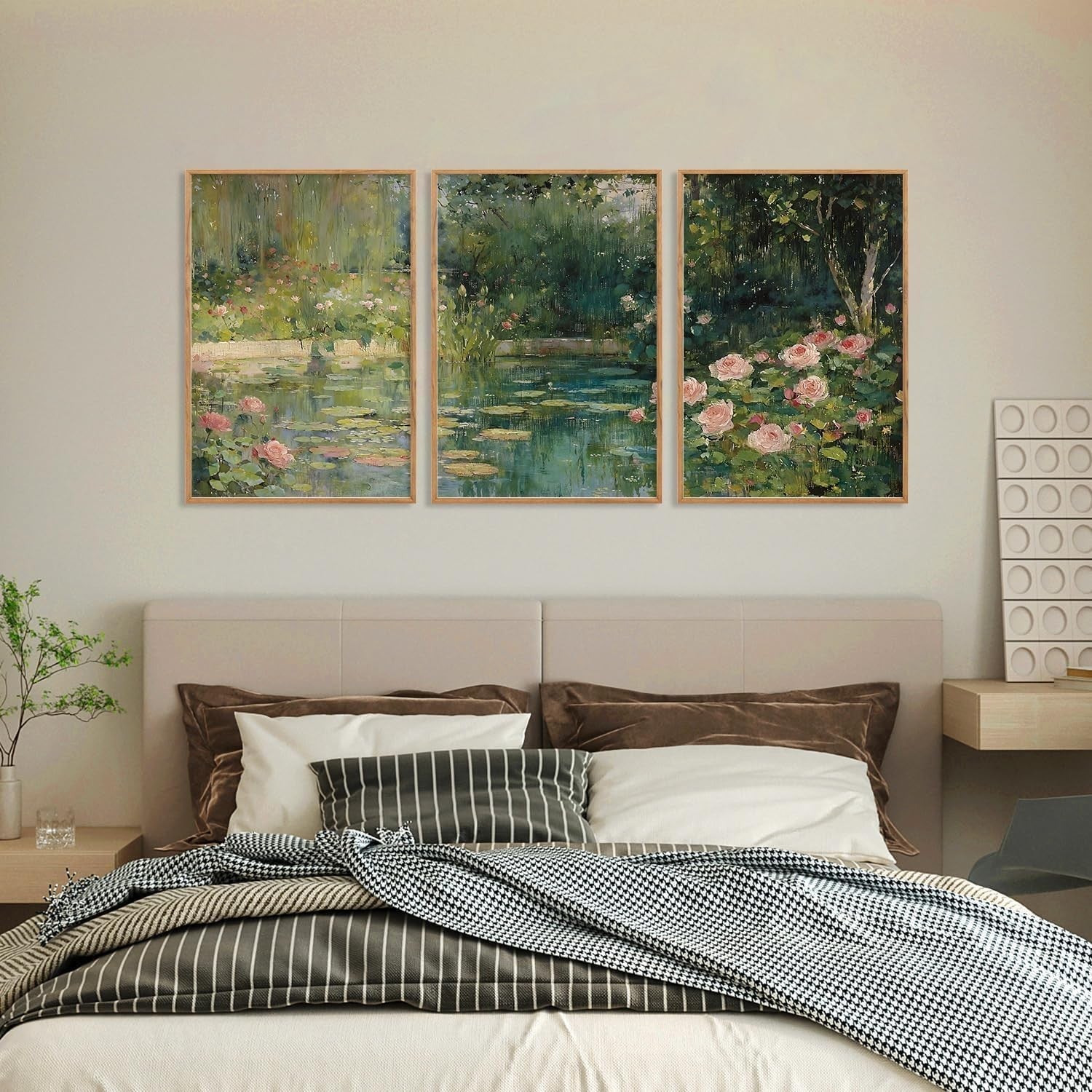 Modern Impressionist Floral Canvas Wall Art Set Framed Botanical Prints