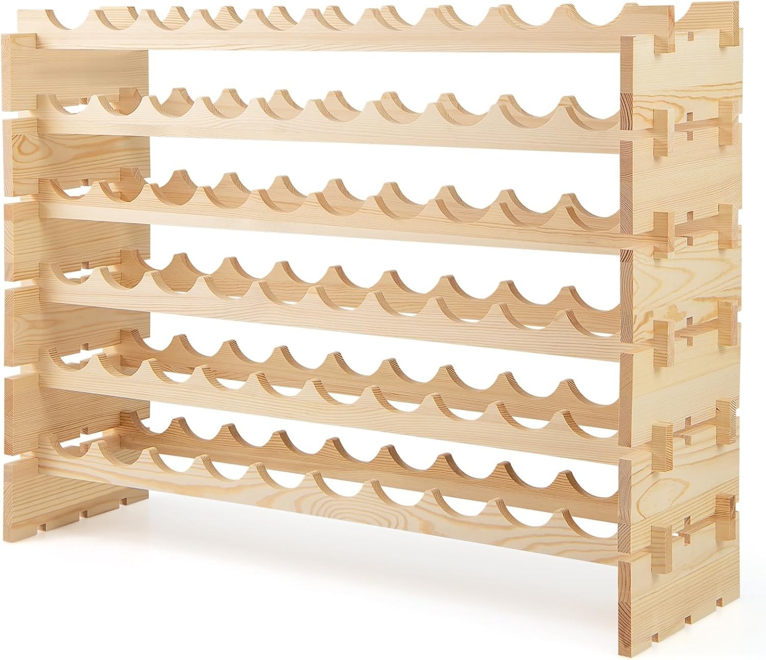 60 Bottle Wooden Wine Rack 6-Tier Floor Standing Wine Storage Organizer Pine