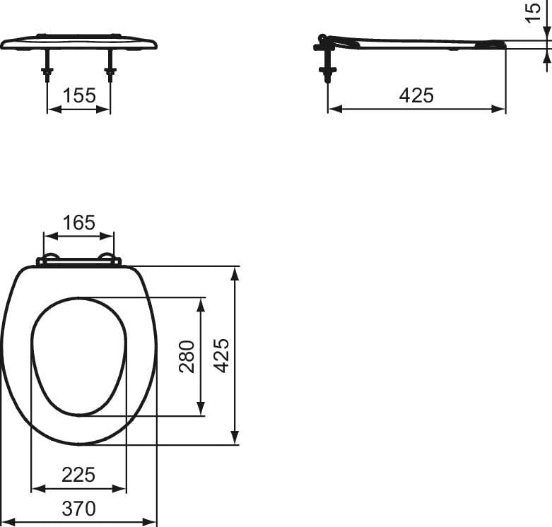 Connect Freedom Toilet Seat Ring White Duroplast Stainless Steel Rod Hinge