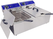 20L Double Deep Fat Fryer 6000W Stainless Steel Commercial Countertop
