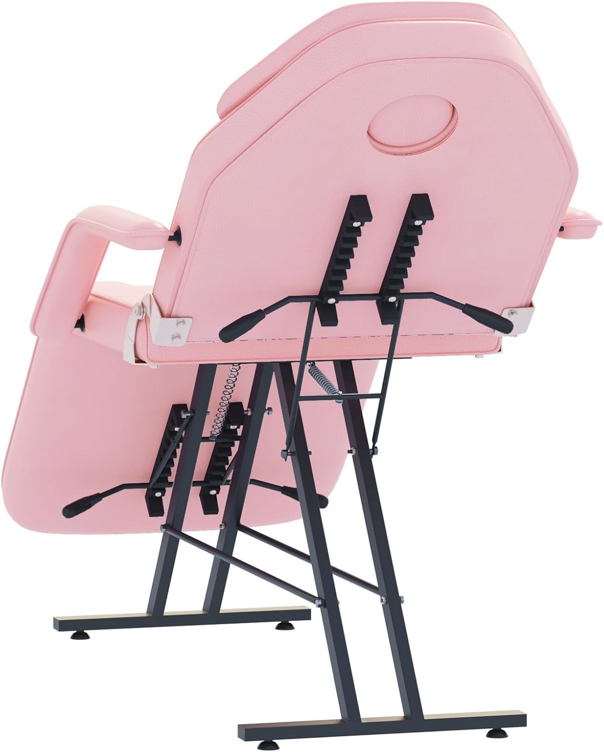 Adjustable 3-Section Massage Bed w/ Armrests & Hydraulic Stool Pink Heavy-Duty