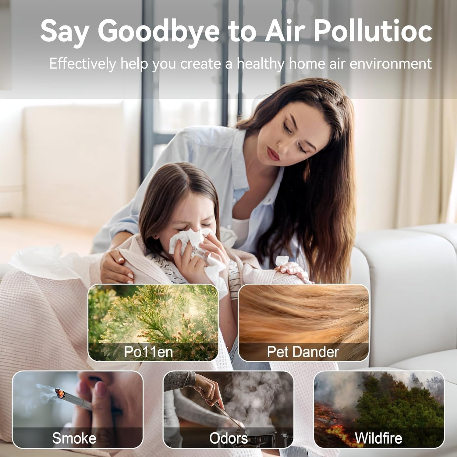 Large Room Air Purifier 2000ft² H13 HEPA Ultra Quiet 22dB