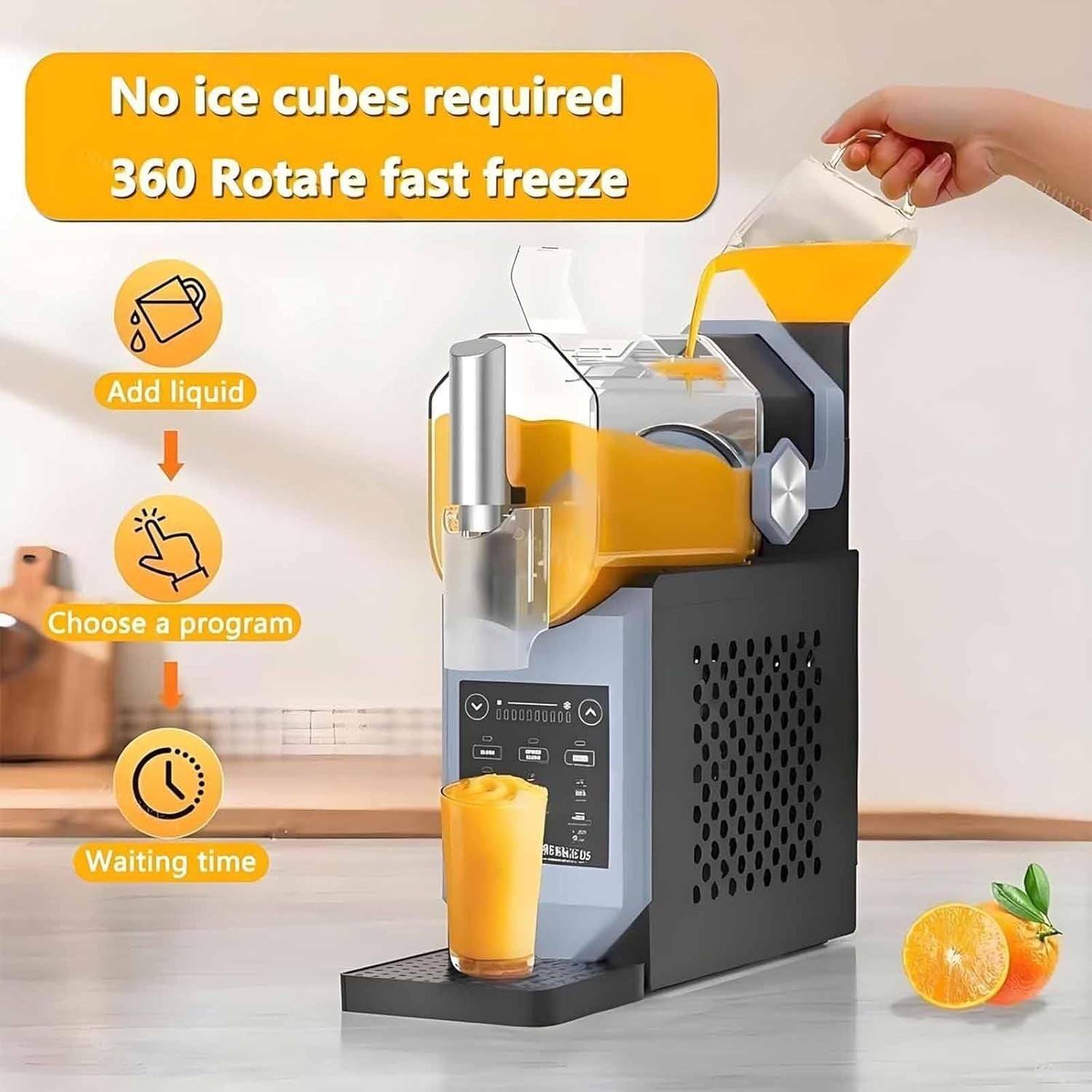 Slush Machine Frozen Drink Maker Self Cleaning 12H Timer LED Touch