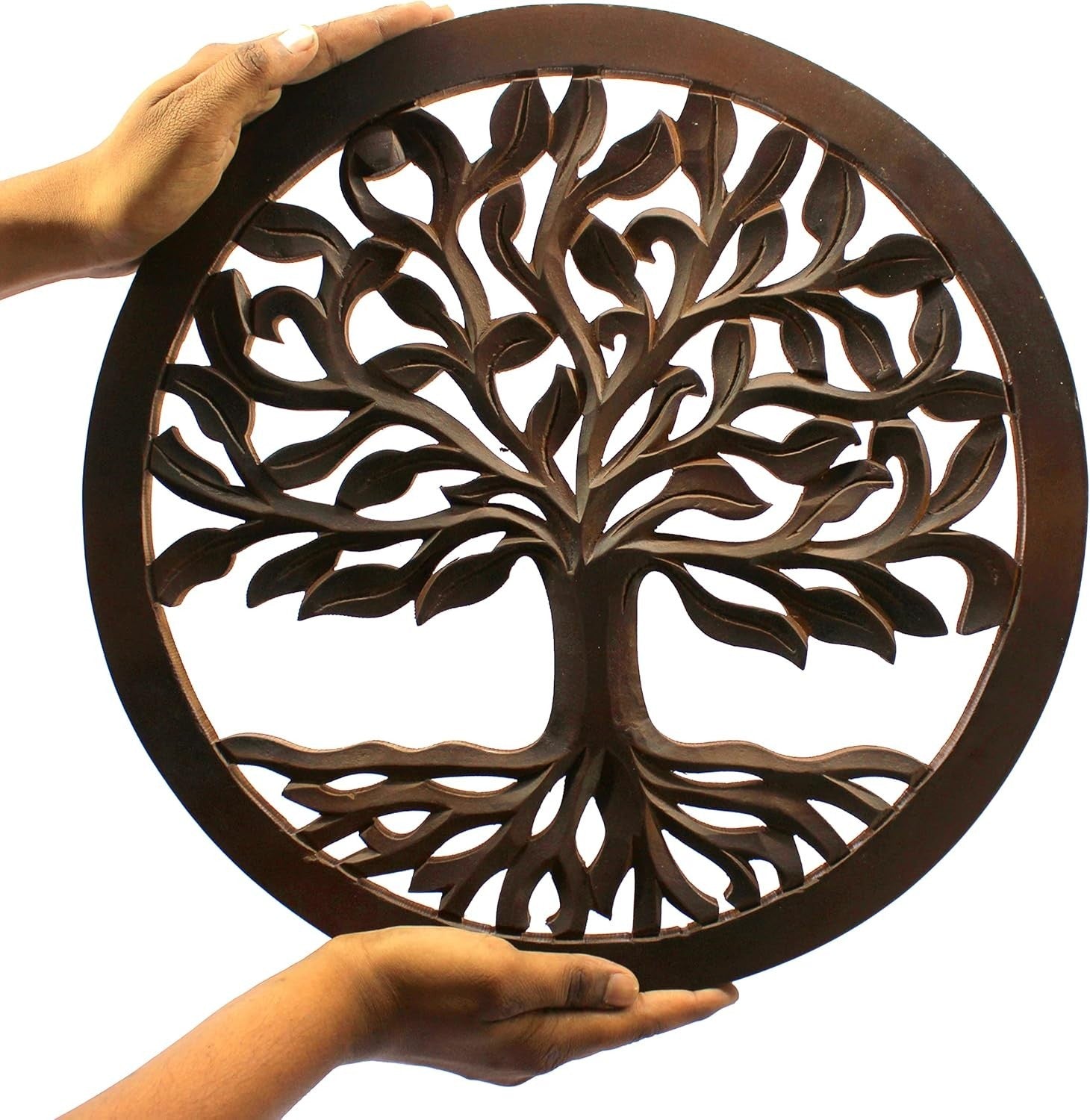 Wooden Tree of Life Wall Hanging Home Decor Brown Sculpture