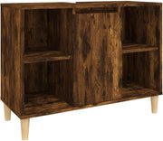 Smoked Oak Bathroom Sink Cabinet – Modern Vanity Unit with Shelves 80cm