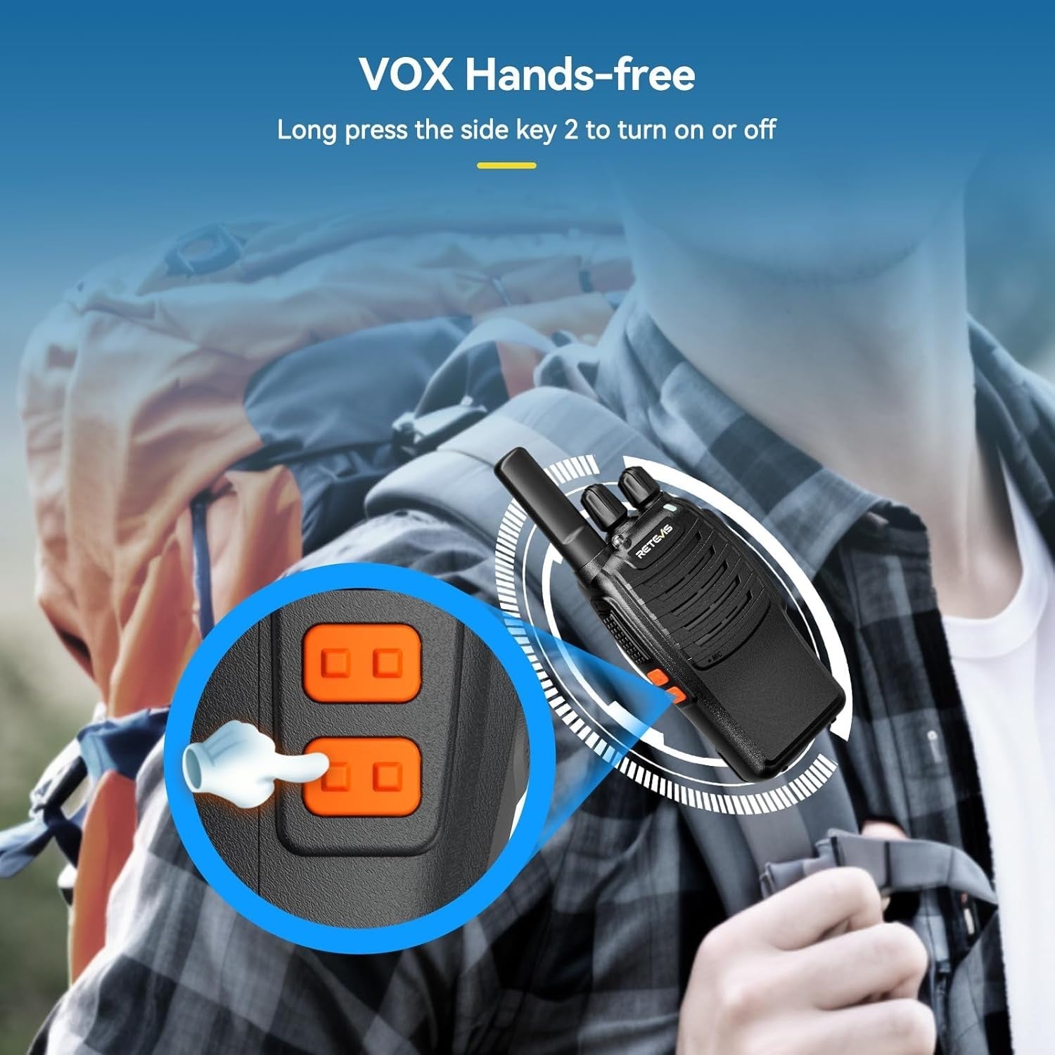 PMR446 Walkie Talkie Rechargeable VOX Flashlight USB-C 16CH Radio