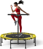 48” Folding Fitness Trampoline Rebounder w Adjustable Handle 450lbs