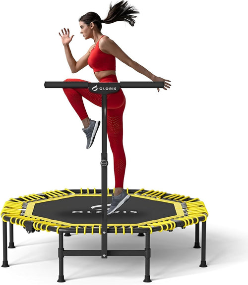 48” Folding Fitness Trampoline Rebounder w Adjustable Handle 450lbs