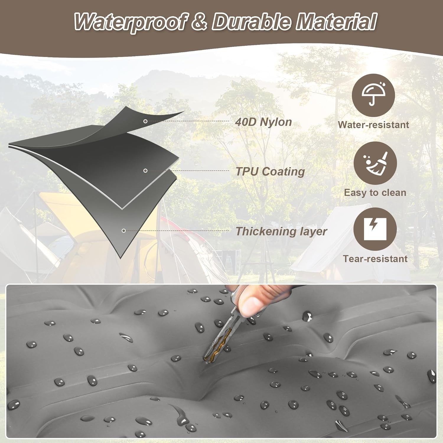 Ultralight Inflatable Camping Sleeping Pad with Built-In Pump & Pillow Double Be