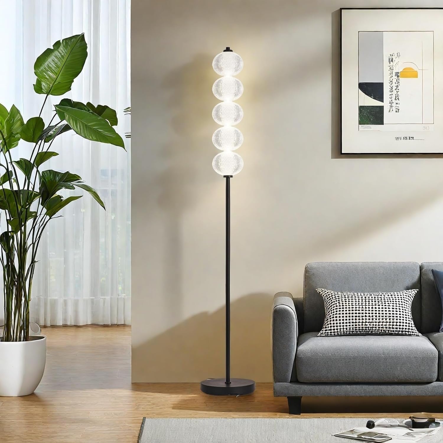 LED Floor Lamp Black 2400LM Bright Standing Light 3 Colour Temperatures