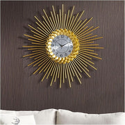 Luxury Sunburst Wall Clock 60cm Modern Metal Gold Silent Large Home Decor