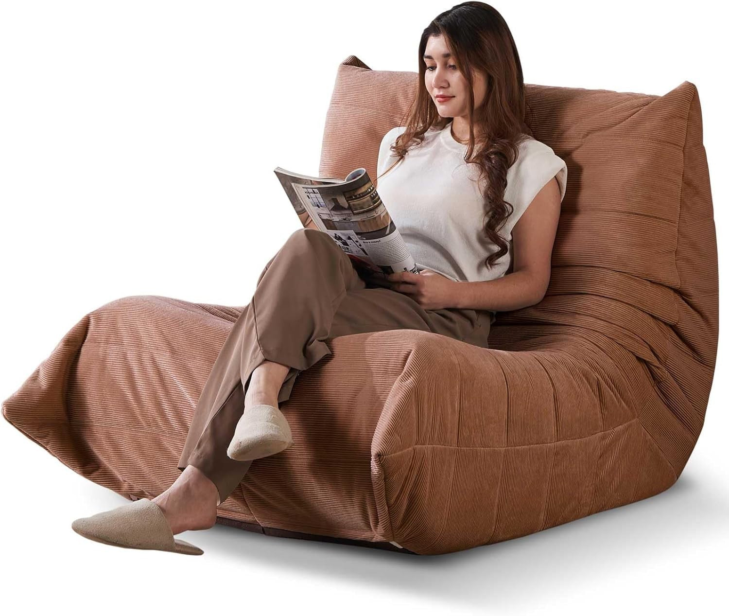 Orange Floor Sofa Bean Bag Chair Adult Lounger for Lounge Bedroom Gaming