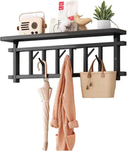 Wall Mounted Coat Rack with Shelf 70cm Black Entryway Hat Bag Hanger Storage