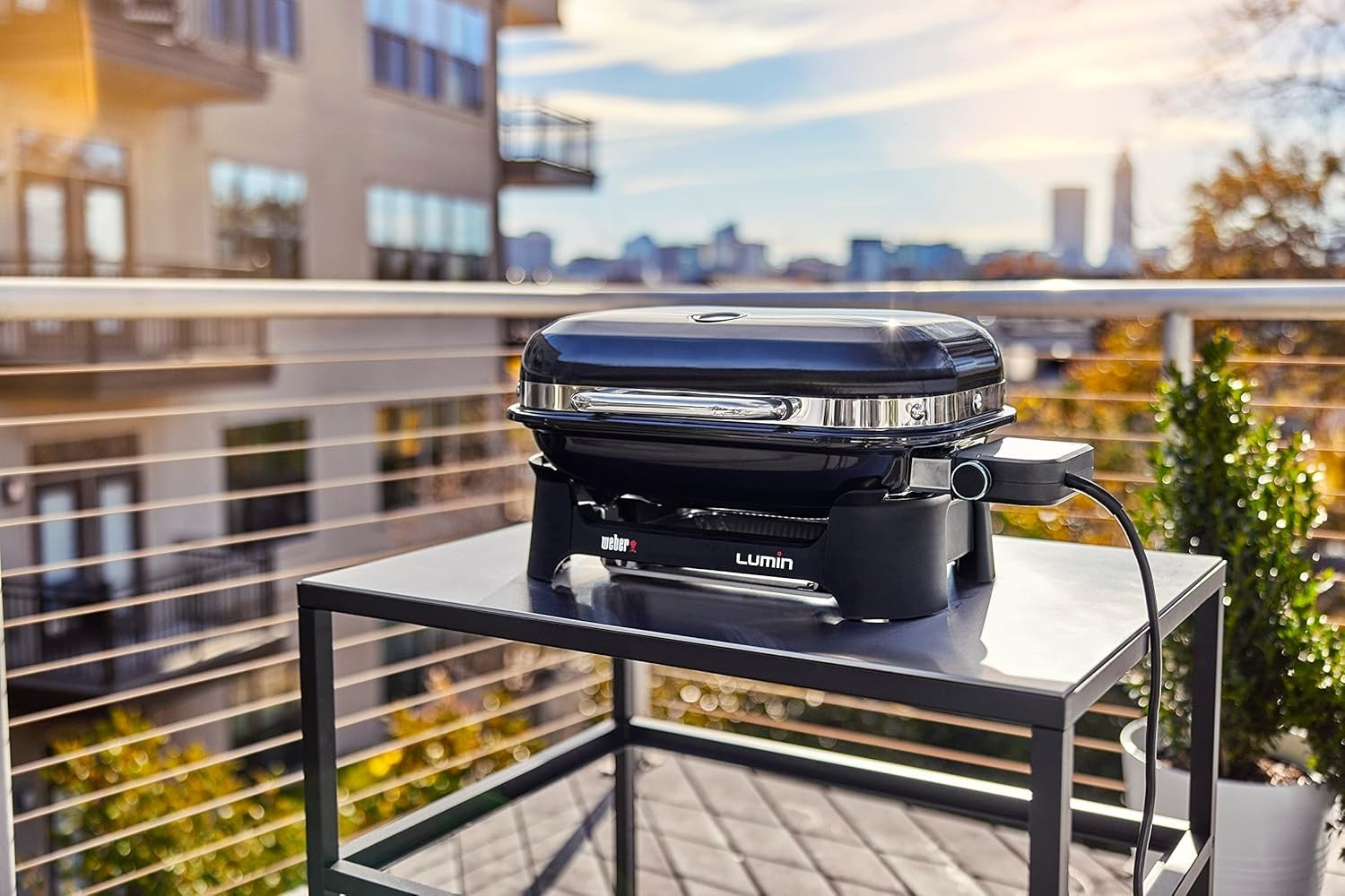 Portable Electric BBQ Grill High Heat Sear Smoke Steam 43x32cm Compact Black