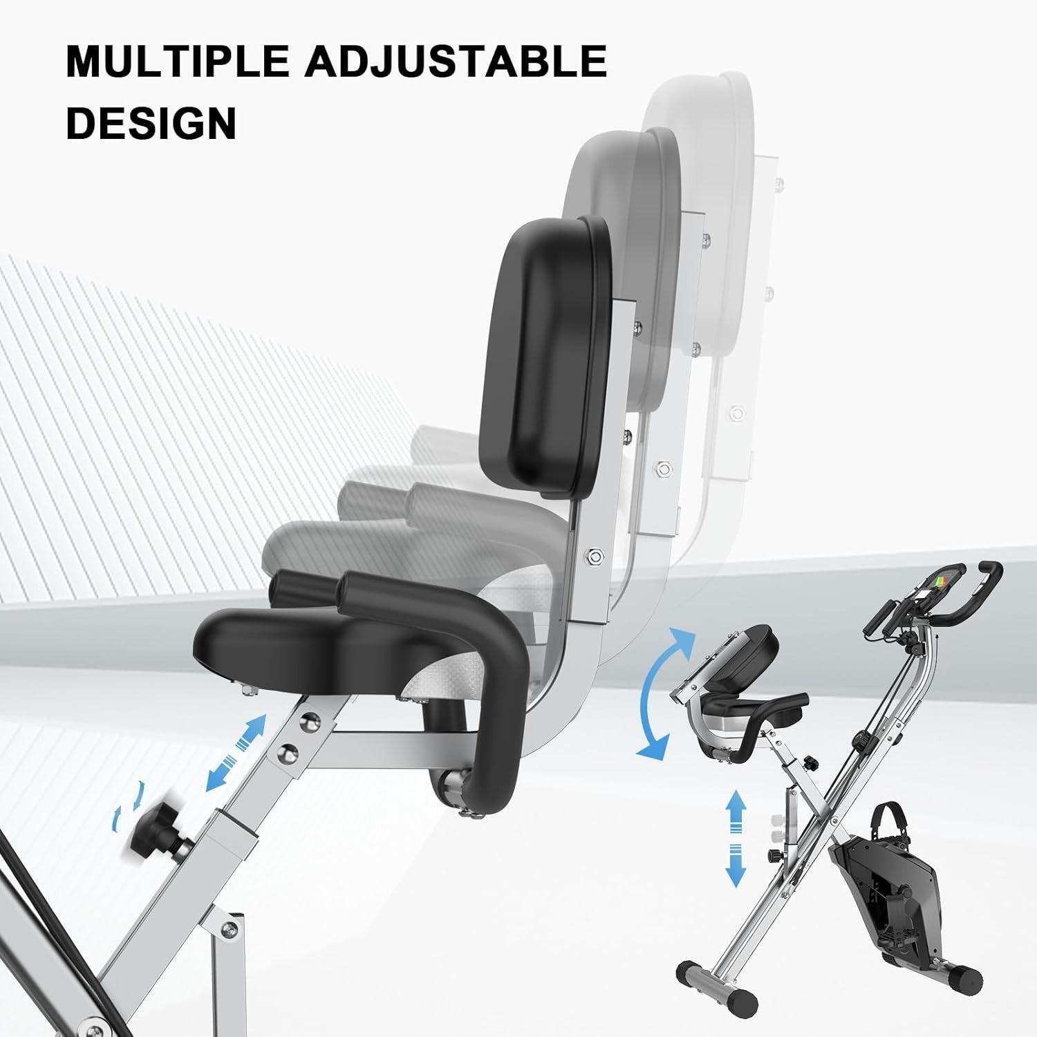 Foldable Magnetic Exercise Bike w/ LCD, 8 Levels, Heart Rate Sensors & Bands