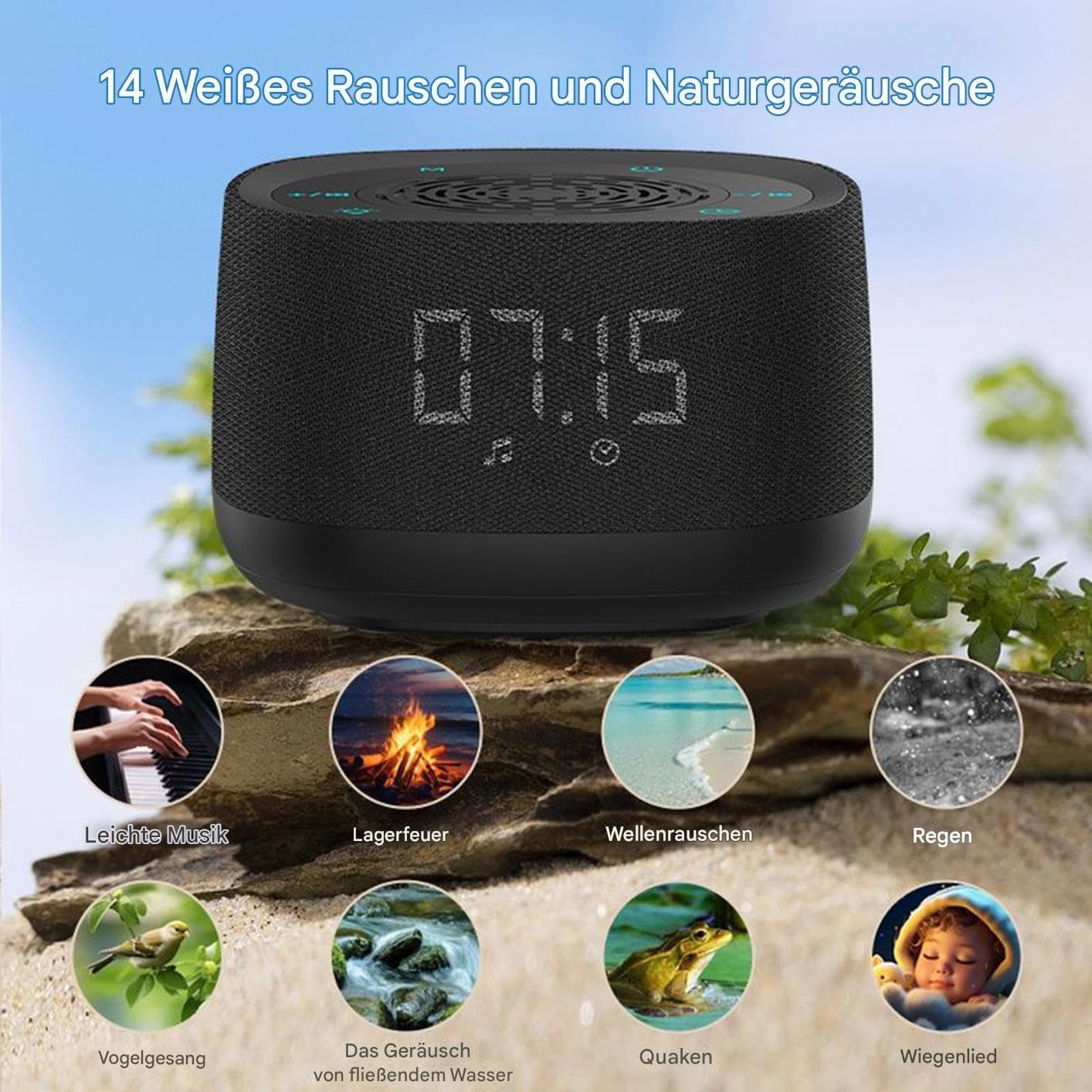 Portable White Noise Machine with Night Light & Long Battery Life