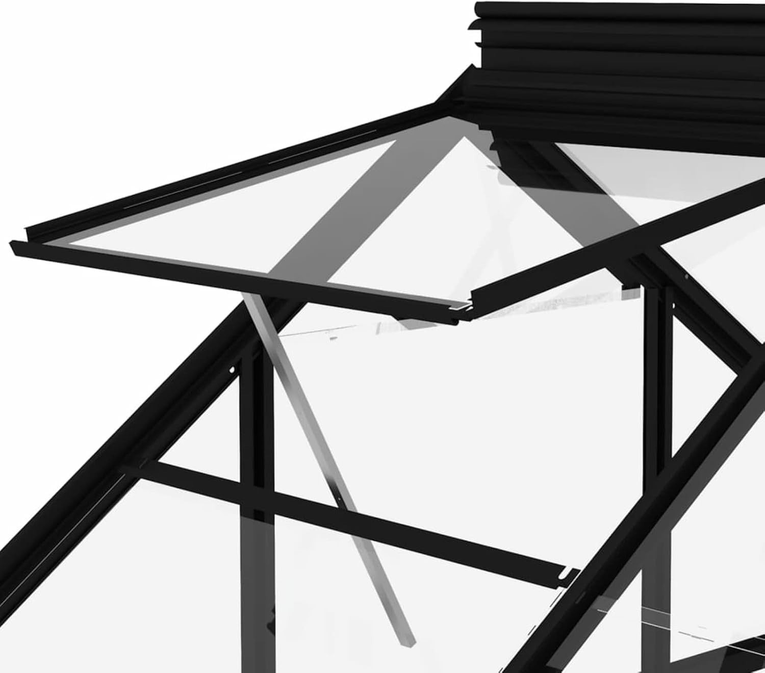 Luxury Walk-In Glass Greenhouse Anthracite Aluminium Frame 155x103x191cm