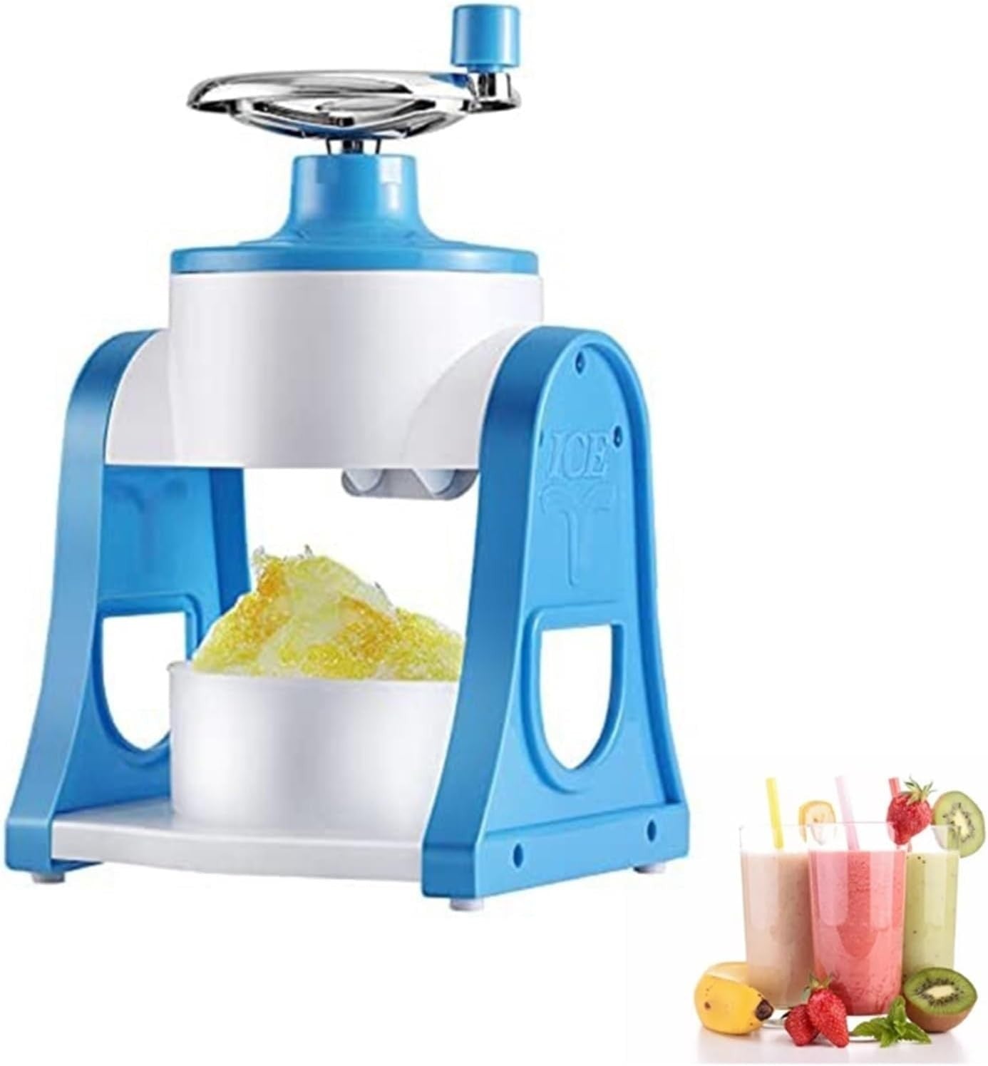 Manual Ice Crusher Snow Cone Maker Stainless Blade Shaved Ice Machine