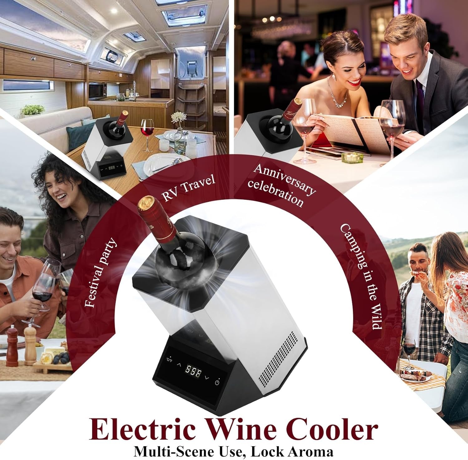 Electric Wine Chiller Single Bottle Iceless Touch Control 750ml Cooler