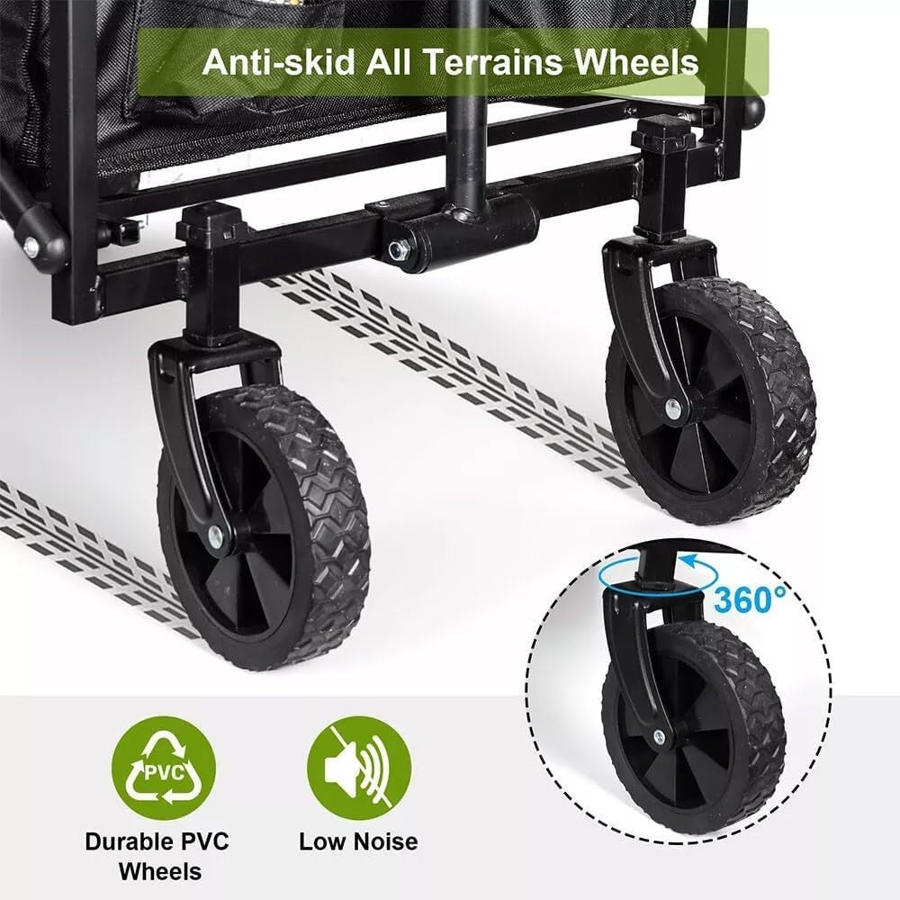 Heavy Duty Folding Festival Trolley Garden Camping Wagon 176lbs Load Black