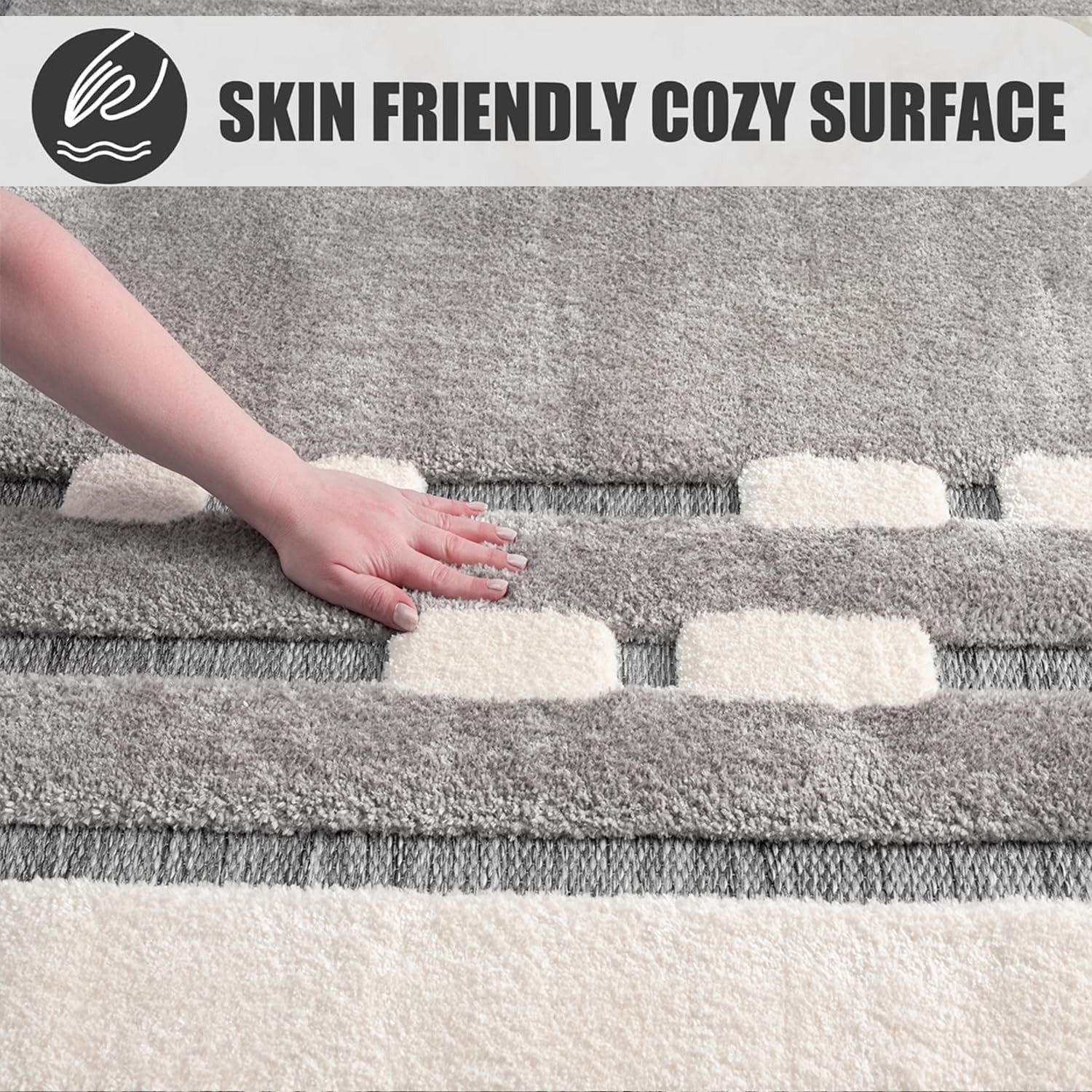 Beige Grey Hallway Rug 120x170cm Modern Soft Area Mat for Living Room